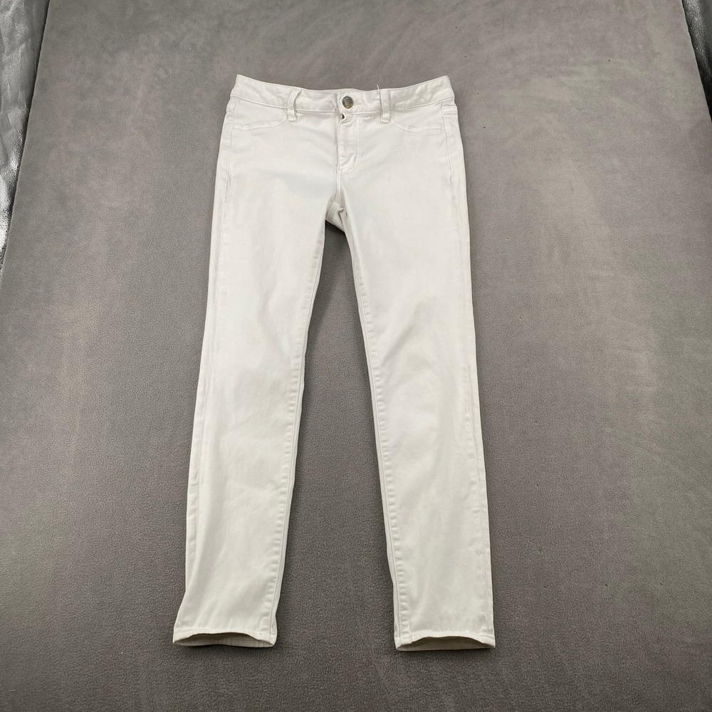 American Eagle Jeggings Womens 12 Regular White Skinny Low Rise Stretch Jeans